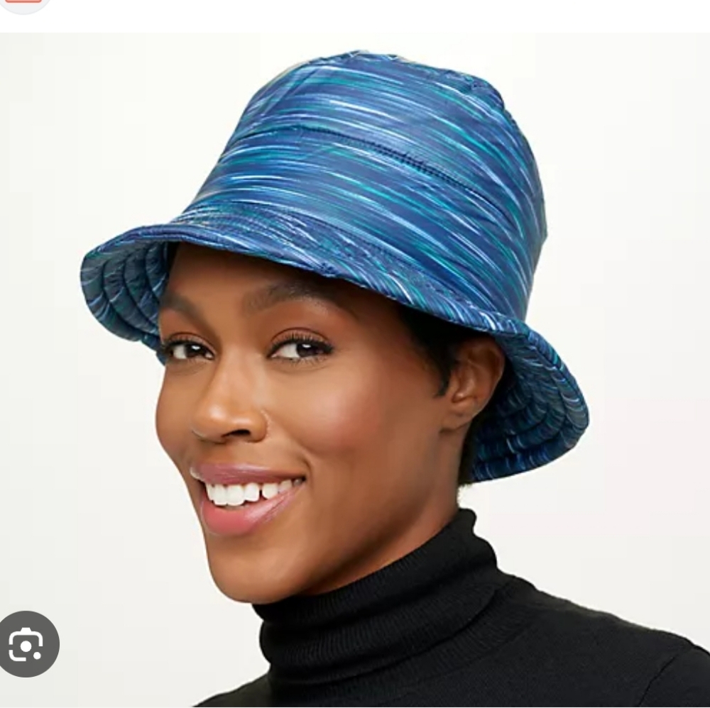 Lands’ End Ultralight Bucket Hat S/M – Blue Striped, Fleece-Lined Stay stylish
